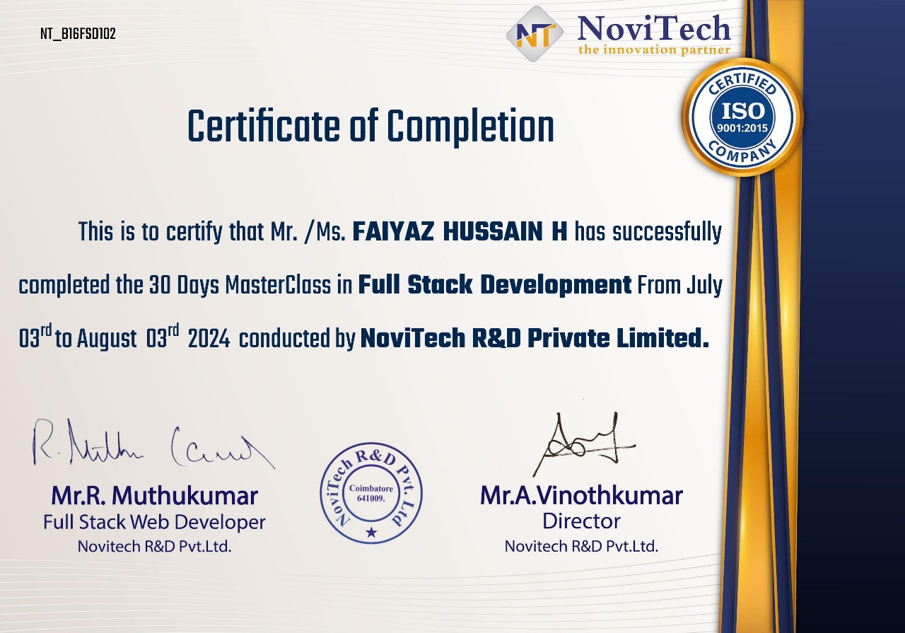 Novitech Bootcamp Completion